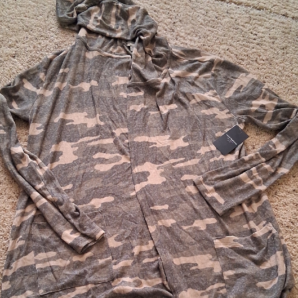 Lucky Brand Tan and Gray Knit Sweater